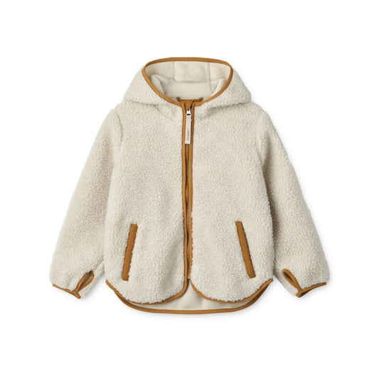 Liewood Jacke Mara Pile Jacket with Ears, Jacke, sandy caramel mix, weiß braun, mit Ohren