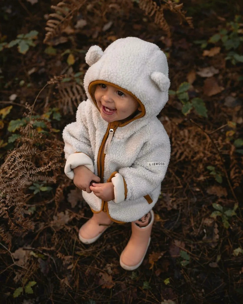 Liewood Jacke Mara Pile Jacket with Ears, Jacke, sandy caramel mix, weiß braun, mit Ohren