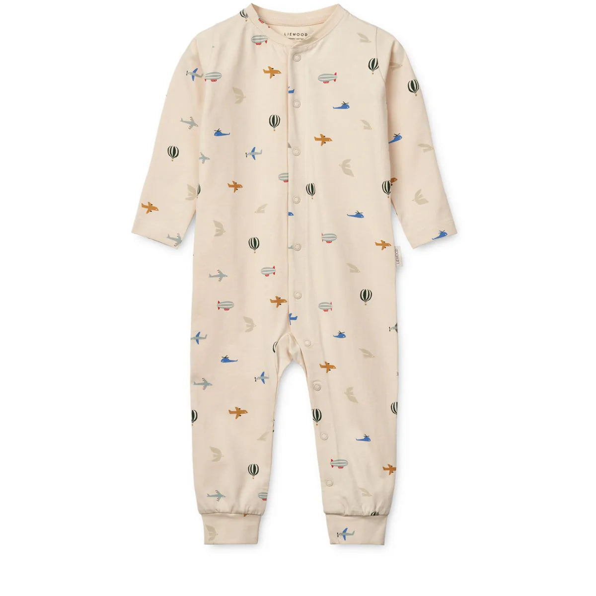 Liewood Birk, Schlafanzug, Overall, Body, Printed Pyjamas Jumpsuit, Aviator Ecru