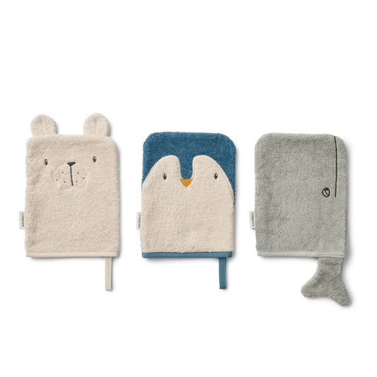 Liewood Sylvester Waschlappen 3er Pack, arctic sea oceanview