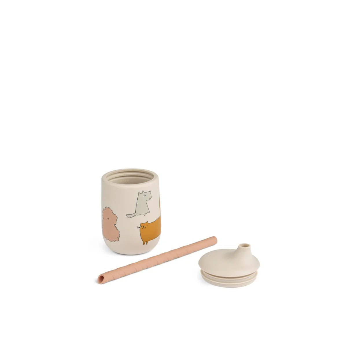 Liewood Ellis Sippy Cup, Cats and Dogs, sandy