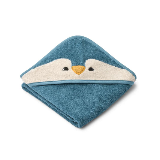 Liewood Albert Babyhandtuch mit Kapuze Pinguin, oceanview mix