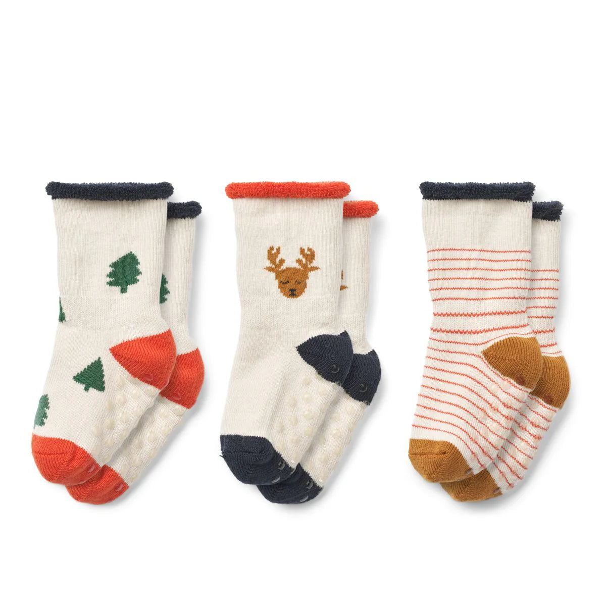Liewood Eloy Baby Socks 3-pack Holiday reindeer / Sandy mix, Socken