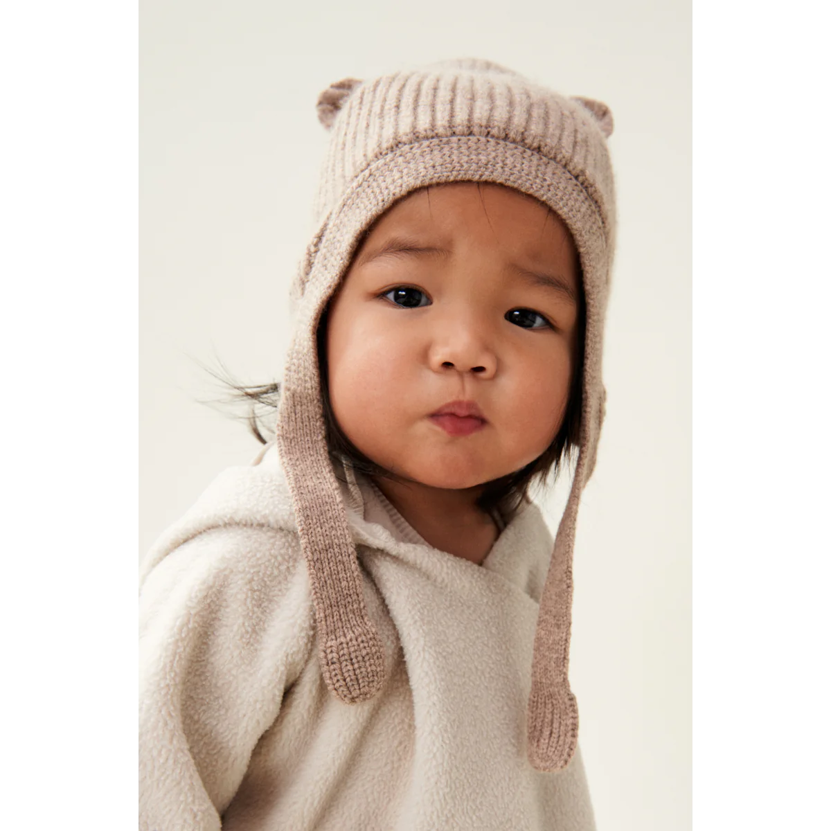 Liewood Aviana Baby Bonnet Babymütze mit Ohren oat melange, Wolle