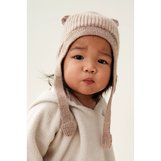 Liewood Aviana Baby Bonnet Babymütze mit Ohren oat melange, Wolle