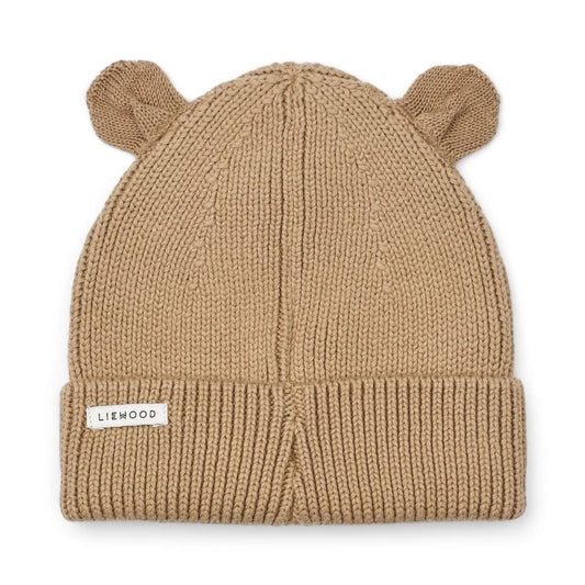 Liewood Gina Beanie with ears, oat, hellbraun, Mütze mit Ohren