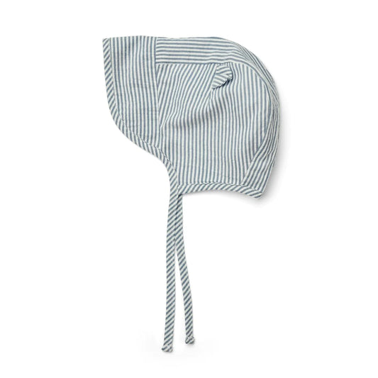 Liewood Rae Baby Stripe Sun Hat with Ears blue wave, creme de la creme