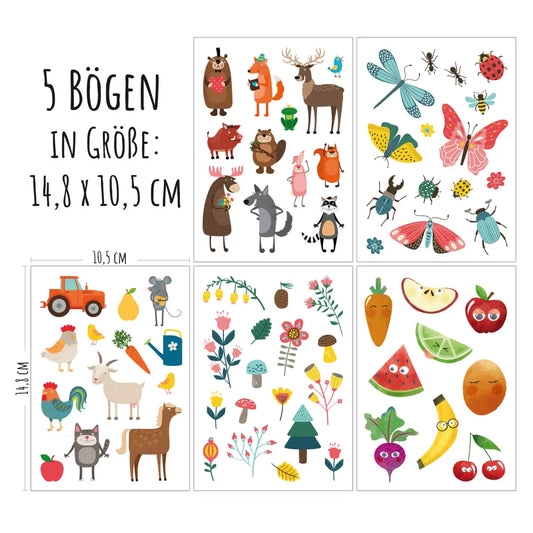 JEKA Tattoos Naturkinder 5 Motivbögen, braun