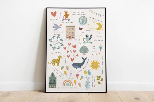 Heeaven Poster, Affirmationsposter A3, Wal Sonne, bunt, für Kinder