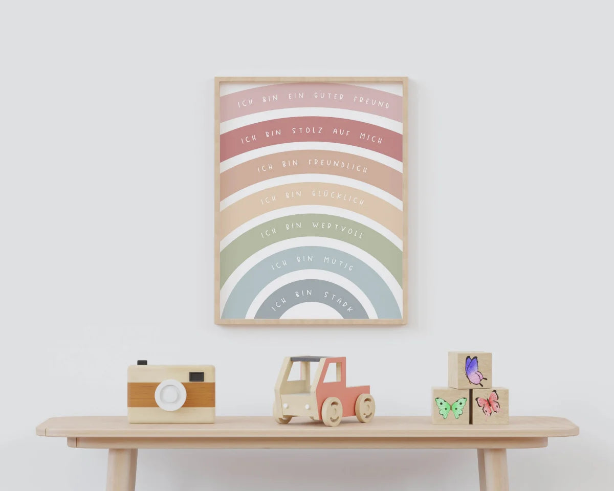 Heeaven Poster, Affirmationsposter A3, Regenbogen, für Kinder