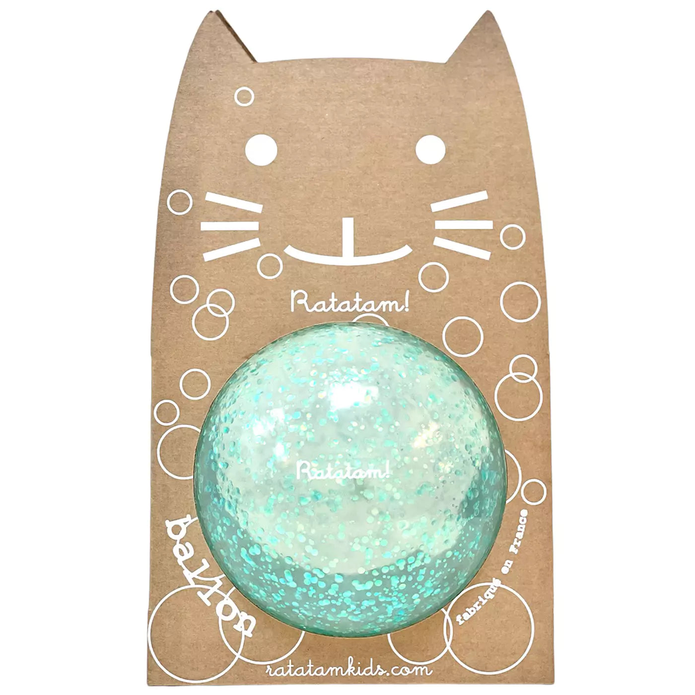 Ratatam! Katze Ball Glitzer blue Seifenblase, Bubble medium 15cm, BB15-36