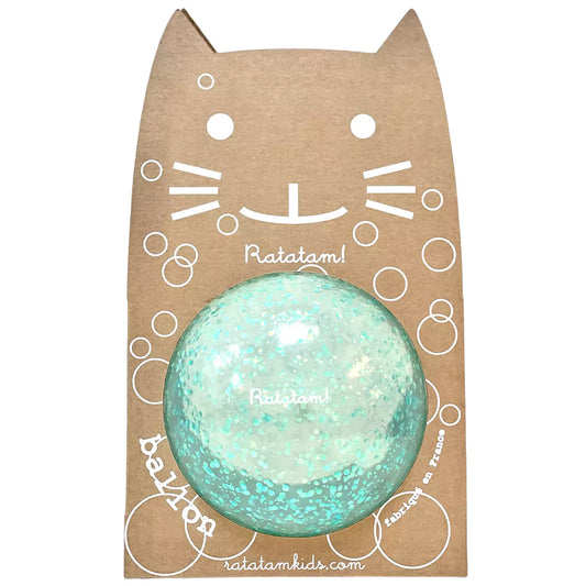 Ratatam! Katze Ball Glitzer blue Seifenblase, Bubble medium 15cm, BB15-36