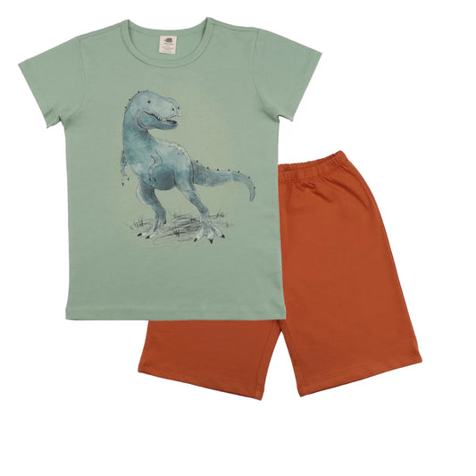 Walkiddy Schlafanzug Kurzarm Dinosaurier mint orange, Pajamas