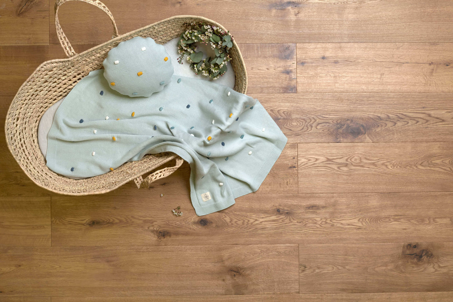 Lässig Babydecke Knitted Blanket, Dots light mint