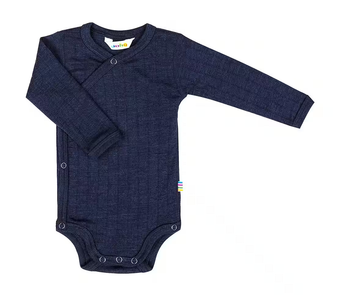 Joha Wickelbody, Body Langarm navy, Merinowolle / Seide