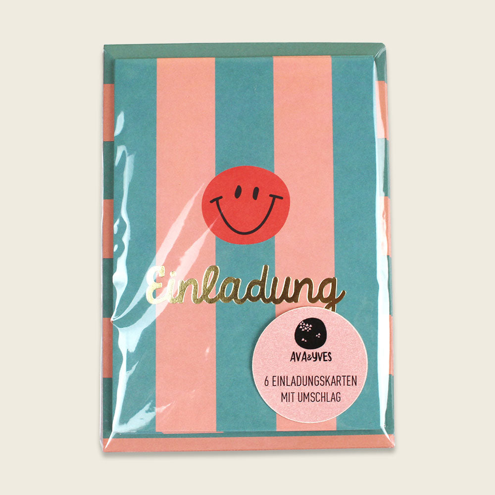 Ava&Yves 6 Einladungskarten mit Umschlag, mint koralle