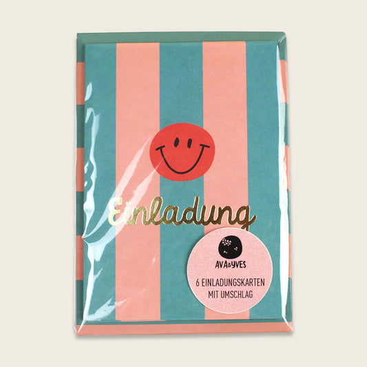 Ava&Yves 6 Einladungskarten mit Umschlag, mint koralle