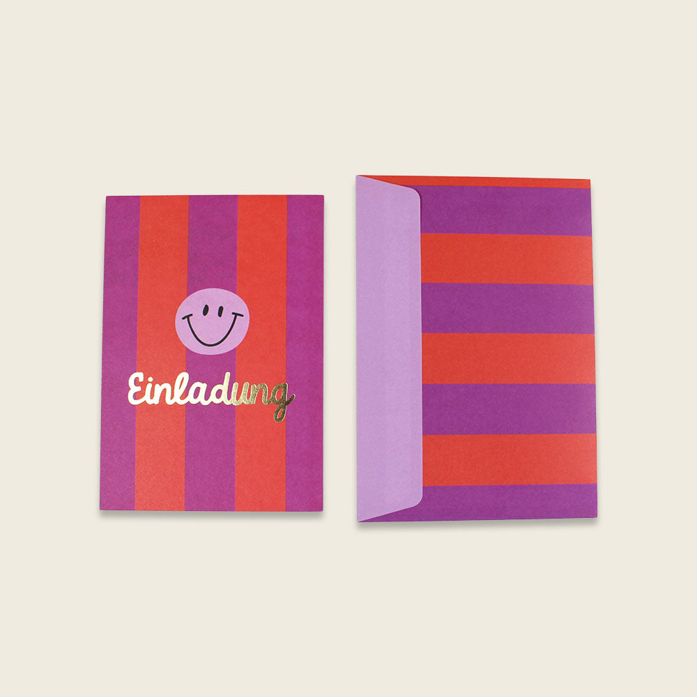 Ava&Yves 6 Einladungskarten mit Umschlag, rot lila