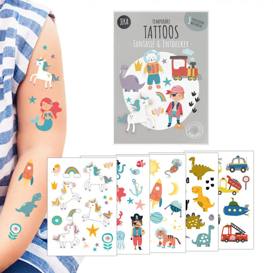 JEKA Tattoos Fantasie & Entdecker 5 Motivbögen, grau