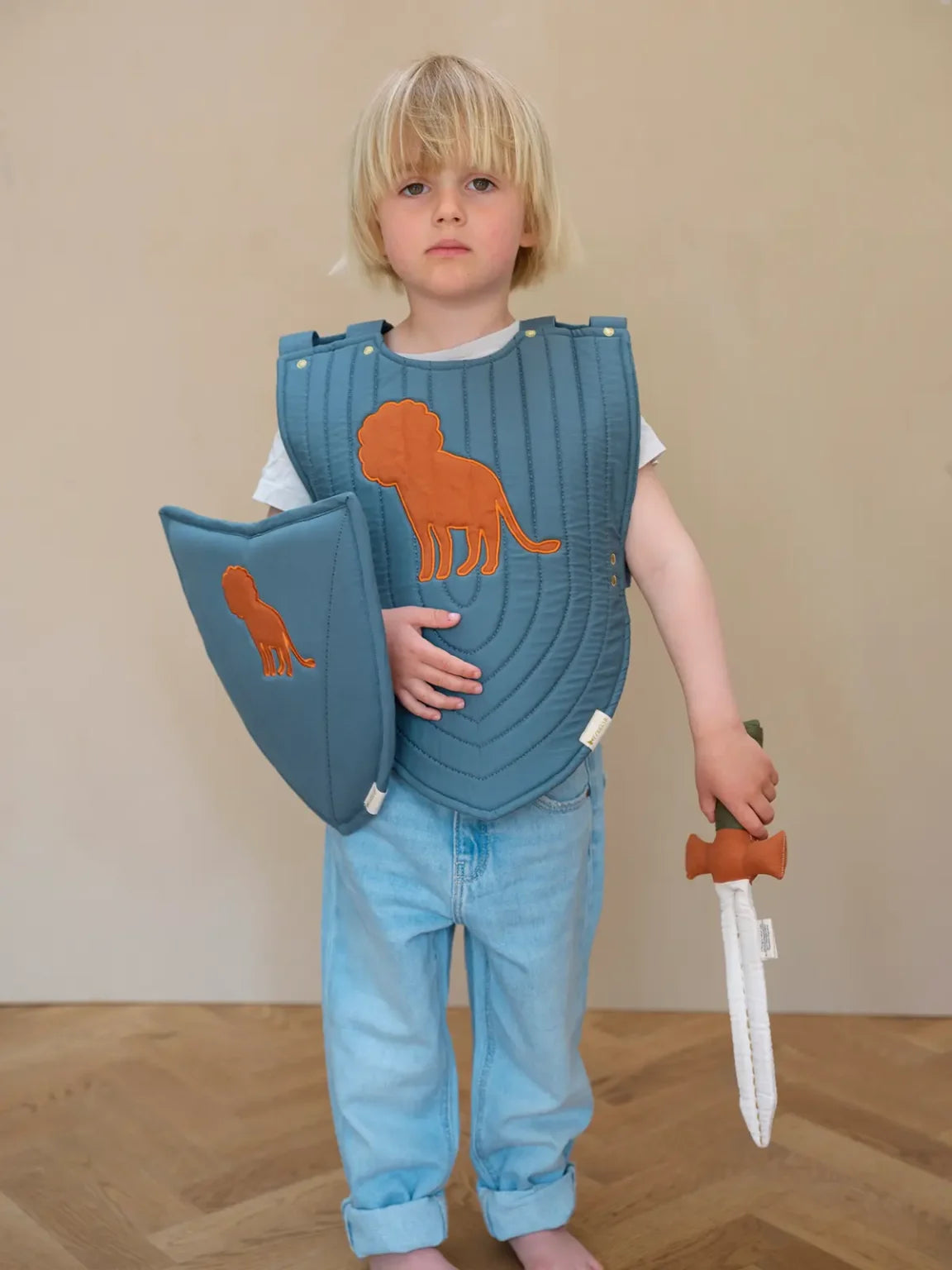 Fabelab Kostüm Ritter:in, blau Löwe