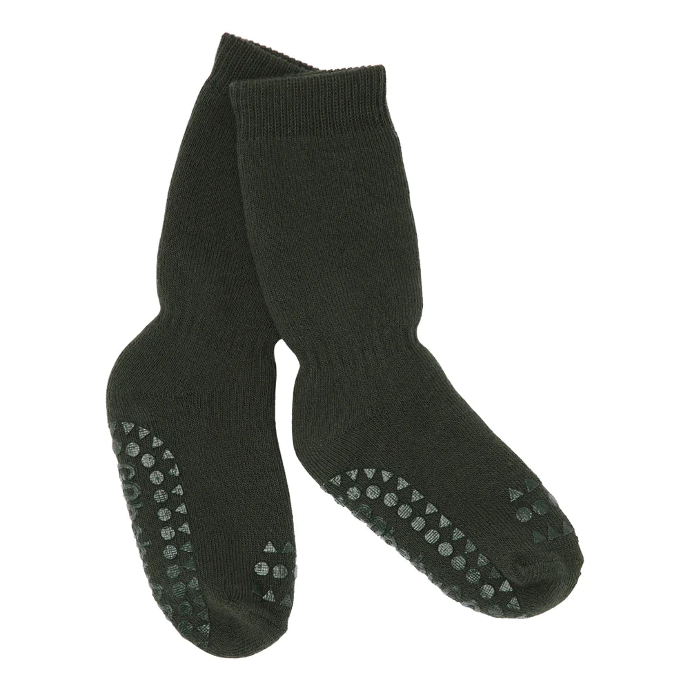 Gobabygo Rutschfeste Socken aus Baumwolle forest green