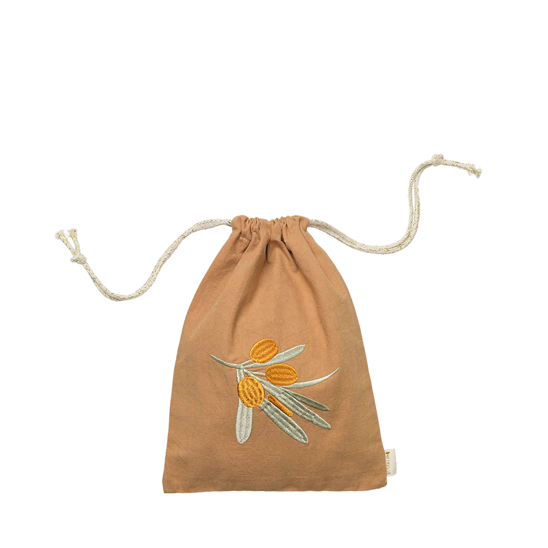 Fabelab Geschenkbeutel Weihnachten, mit Stickerei, Caramel
