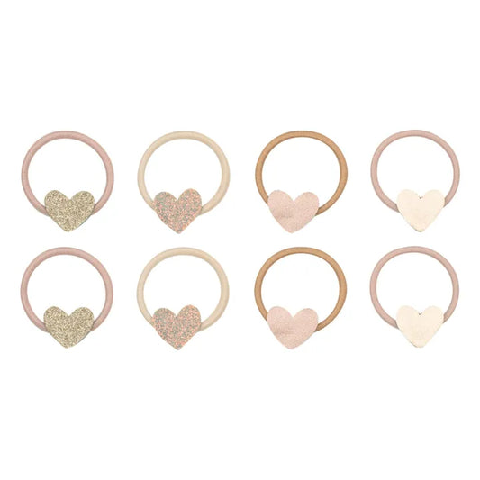 Mimi & Lula Haargummis kleine Herzen, Gold, Glitzer, Rose, 8er Pack