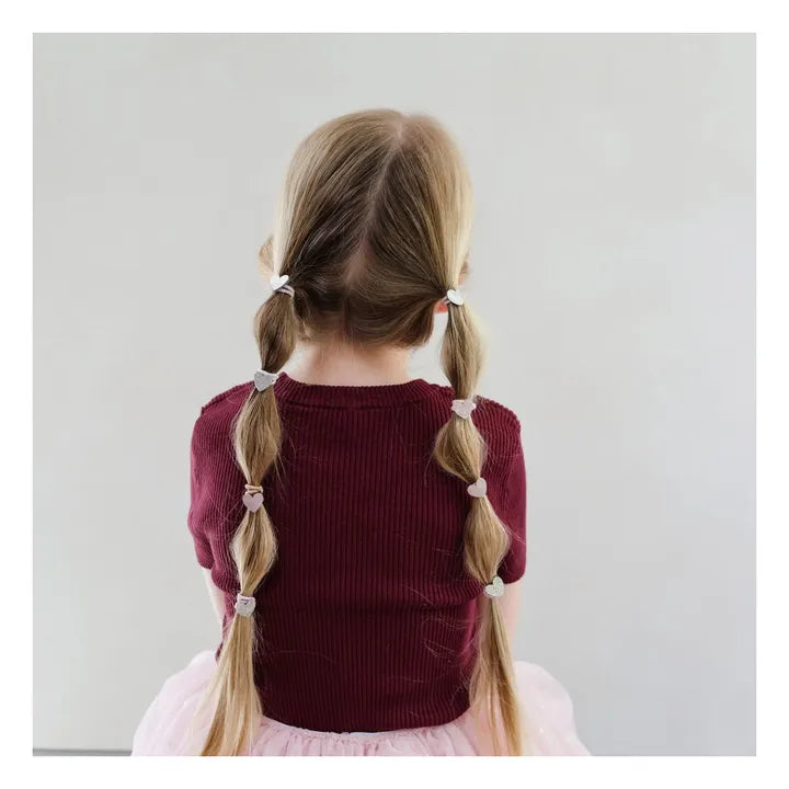 Mimi & Lula Haargummis kleine Herzen, Gold, Glitzer, Rose, 8er Pack