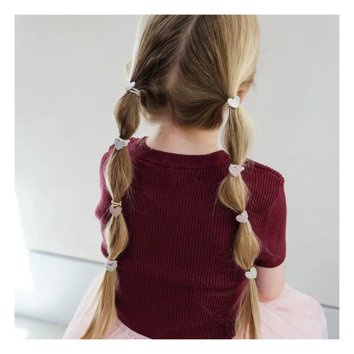 Mimi & Lula Haargummis kleine Herzen, Gold, Glitzer, Rose, 8er Pack