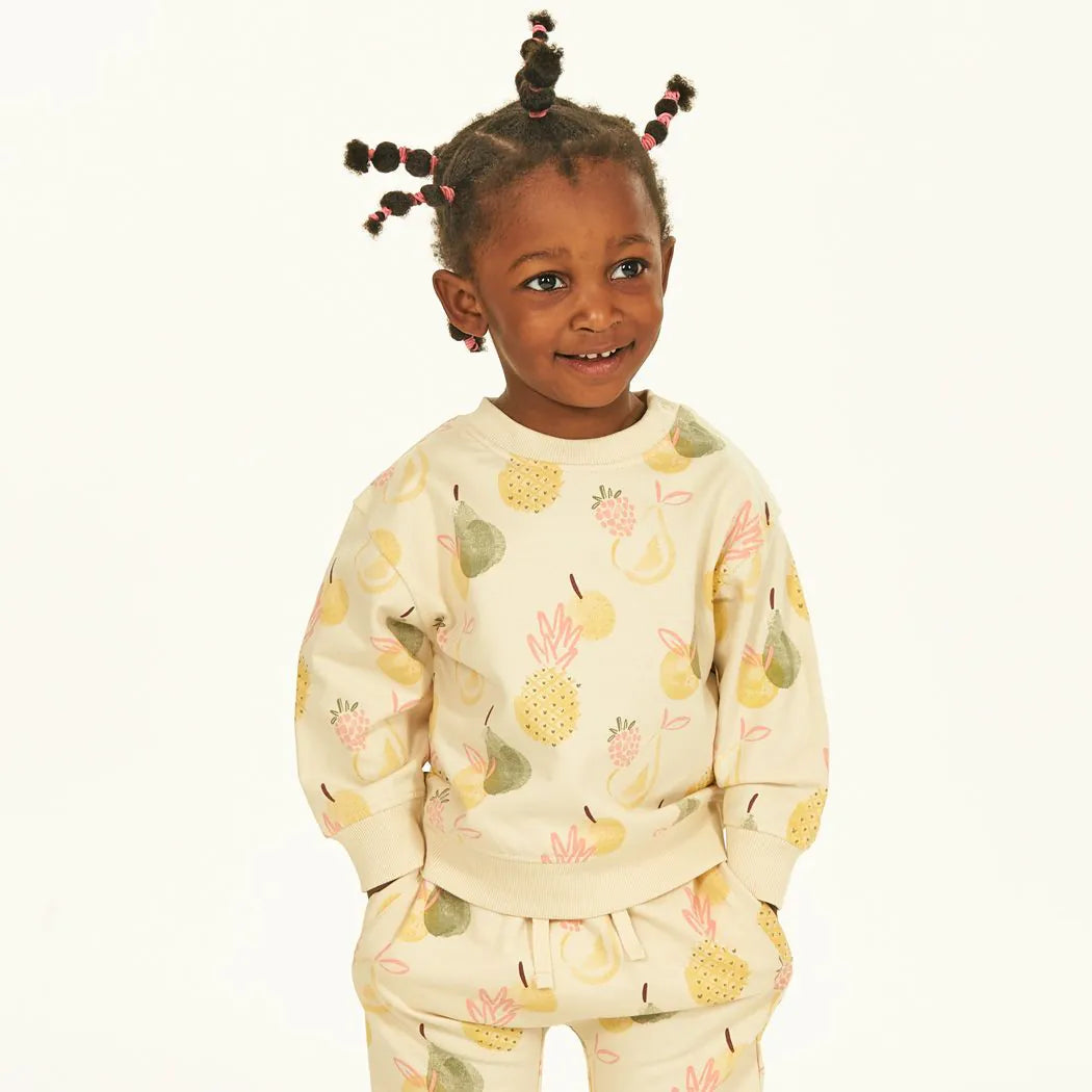Sense Organics Siam Baby Sweatshirt AOP Fruits light beige