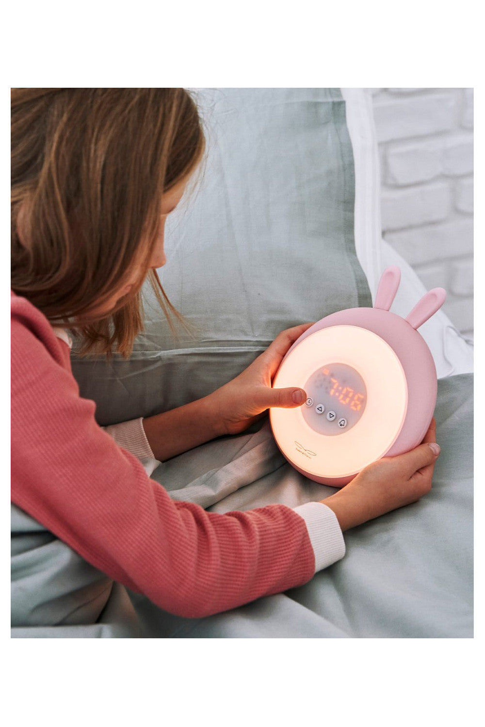 Rabbit & Friends Wecker mit Lampe, Hasenohren, rosa