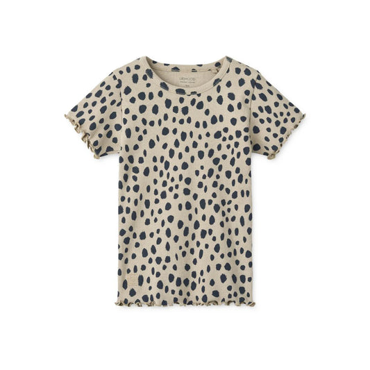 Liewood Nieve Printed Short Sleeve Rib T-Shirt, Leo Spot, Mist