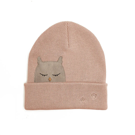 Little Who Mütze Beanie rosequartz mit Eule Feinstrick