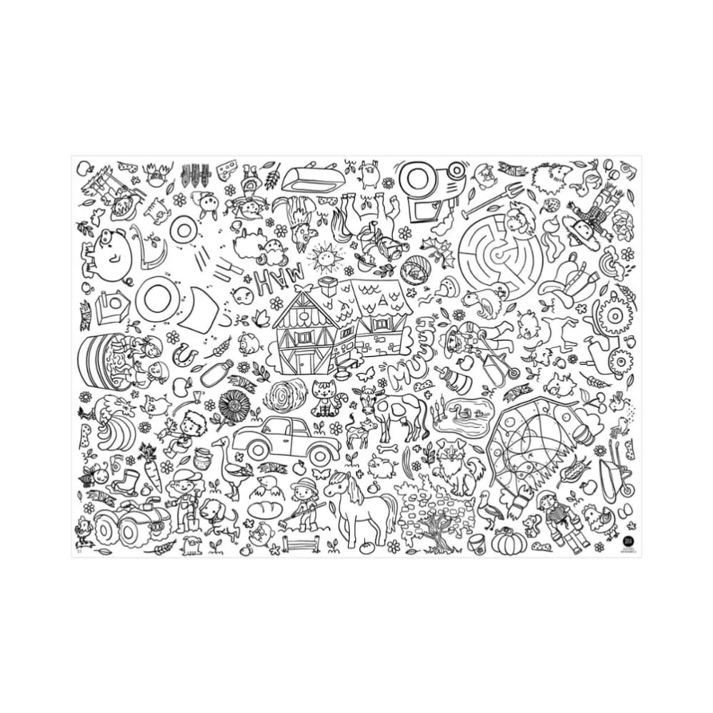 JEKA Ausmal-Tischdecke aus Papier, Bauernhof, grün