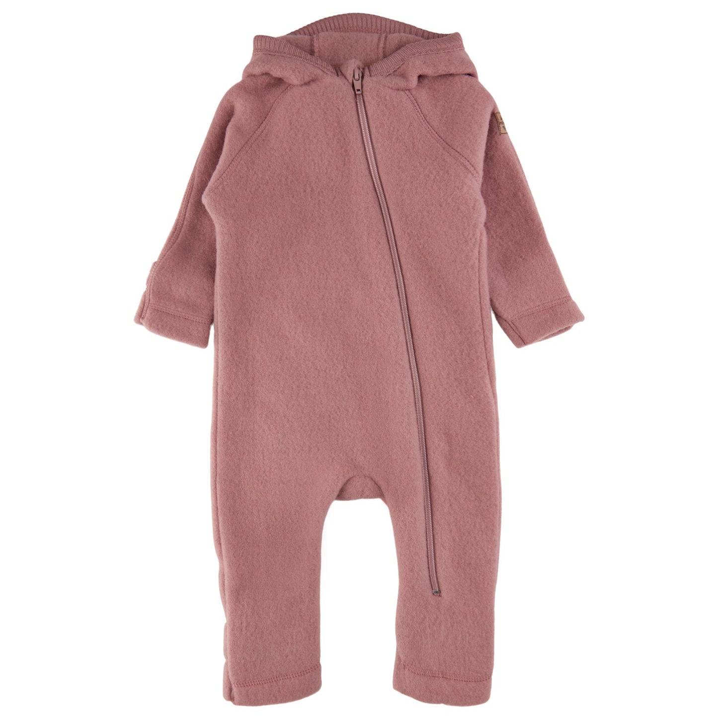 Mikk-Line Wollanzug burlwood, Reißverschluss und Kapuze, rosa