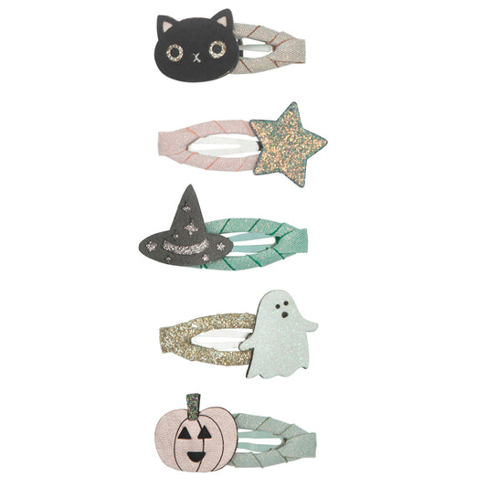 Mimi & Lula Halloween Mini Haarspangen, Halloween 5er Pack, Katze, Geist, Kürbis, Hexenhut