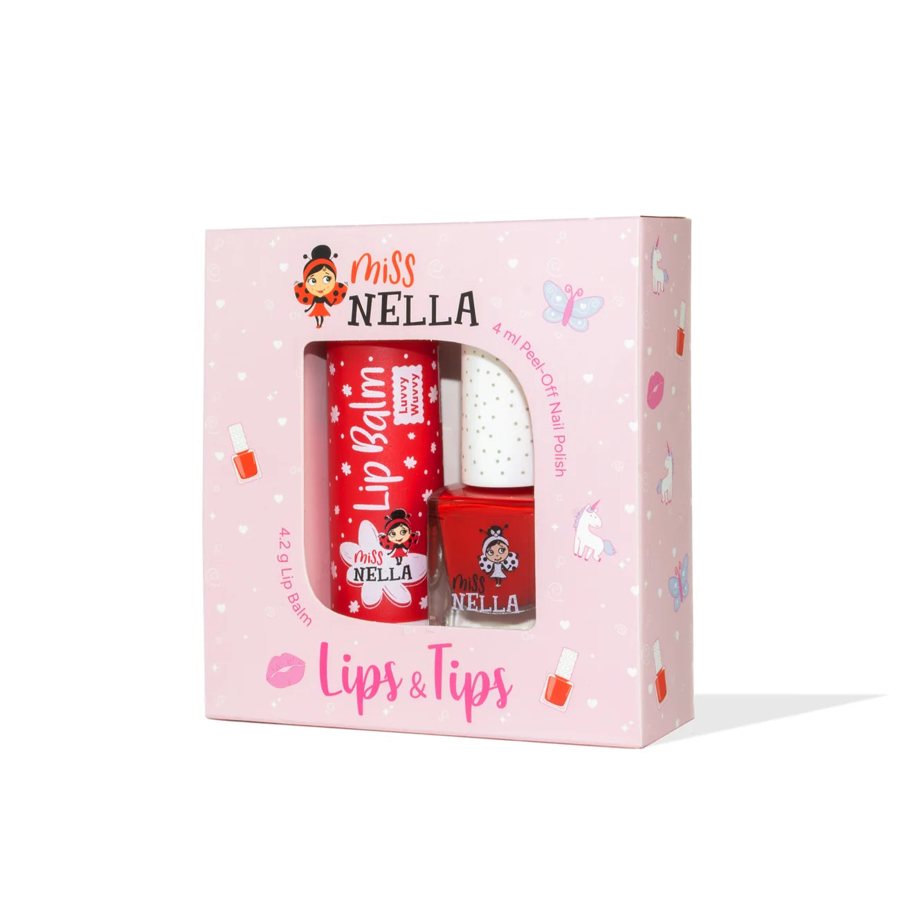 Miss Nella Duo Pack Cherry Macaroon + Luvvy Wuvvy, Nagellack und Lip Balm