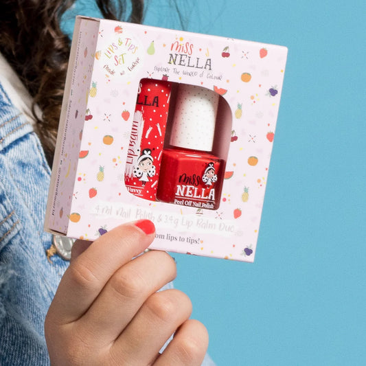 Miss Nella Duo Pack Cherry Macaroon + Luvvy Wuvvy, Nagellack und Lip Balm