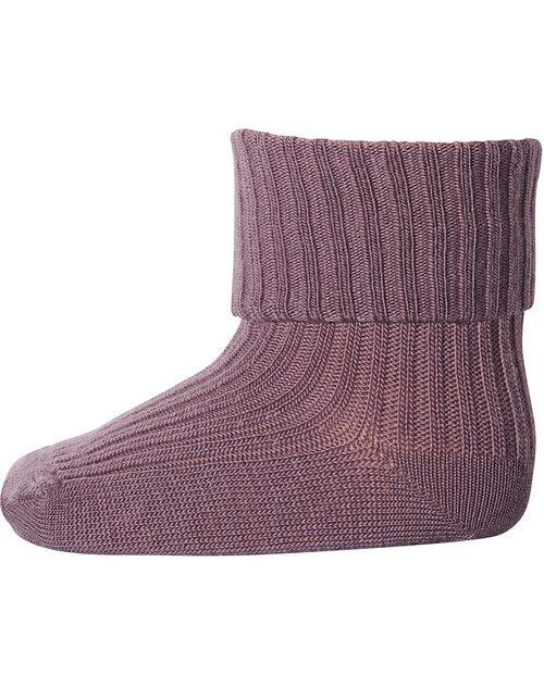 Mp Denmark Wool rib socks dark purple dove, Wollsocken lila