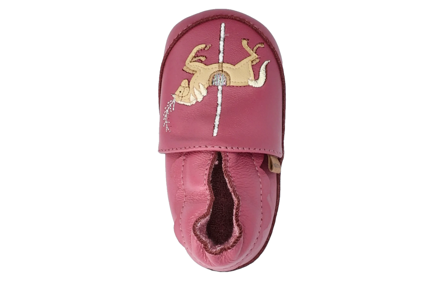 Melton Leder-Krabbelschuhe, Lederschühchen Karussel Pferd pink