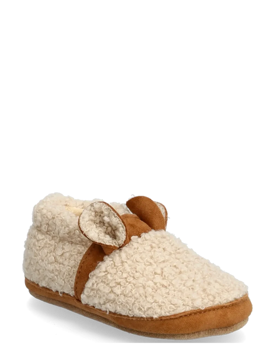 Melton Fuzzy Teddy Slippers, Oxford Tan, Krabbelschuhe, Lederschühchen