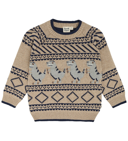 Hust & Claire HCPelle Dino, Strickpullover beige Dino, Norweger, biscuit