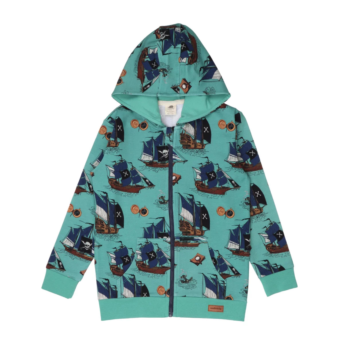 Walkiddy Sweat Jacket Pirate, Kapuzenjacke türkis