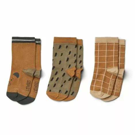 Liewood Silas Socken Golden Caramel Multi 3er-Pack