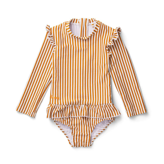 Liewood Sille Badeanzug Seersucker Stripe mustard white