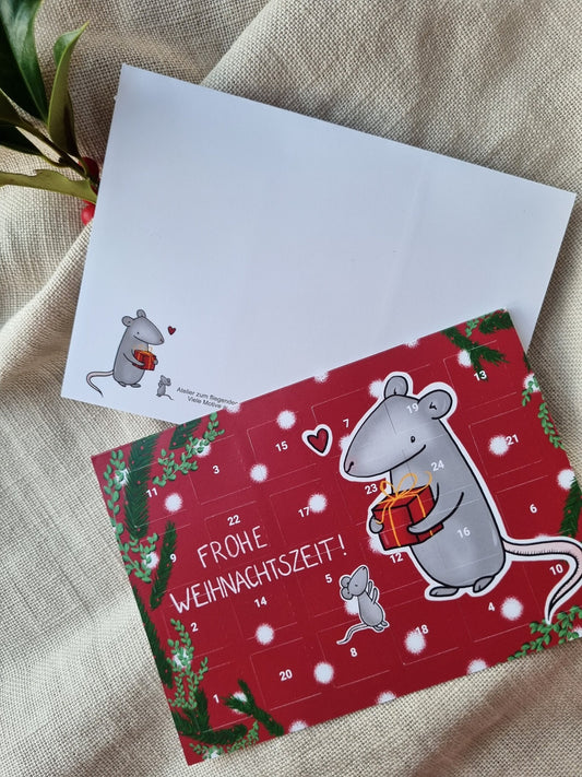 Atelier zum fliegenden Stachelschwein Adventskalender A6 rot Maus