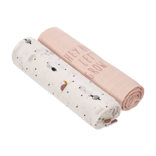 Lässig Mulltücher 2er Set 120x 120 cm - Garden Explorer Snail, Musselintücher