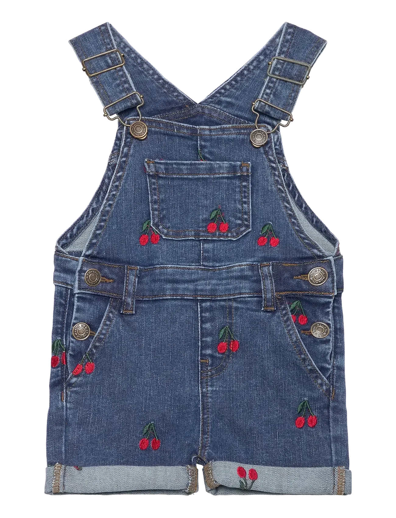The New TNSTNayla Denim Dungaree, light blue denim, Cherries, Latzjeans
