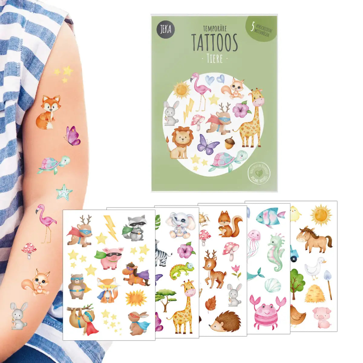JEKA Tattoos Tiere 5 Motivbögen, grün