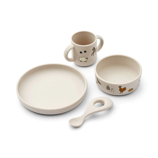 Liewood Vivi printed Tableware Set Farm Sandy, Geschirr-Set